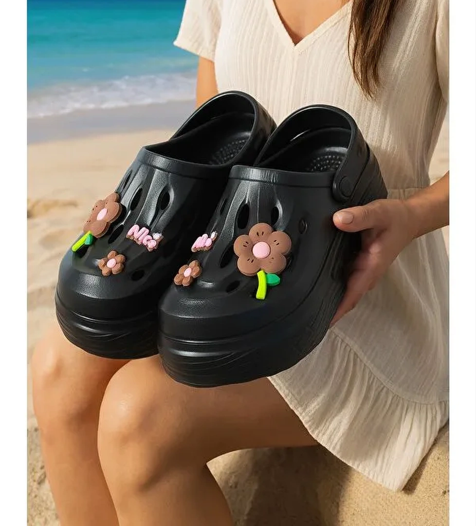 NAYS Dolgu Taban Kadın Terlik Yüksek Platform Plaj Deniz Havuz Terliği - Görsel 1