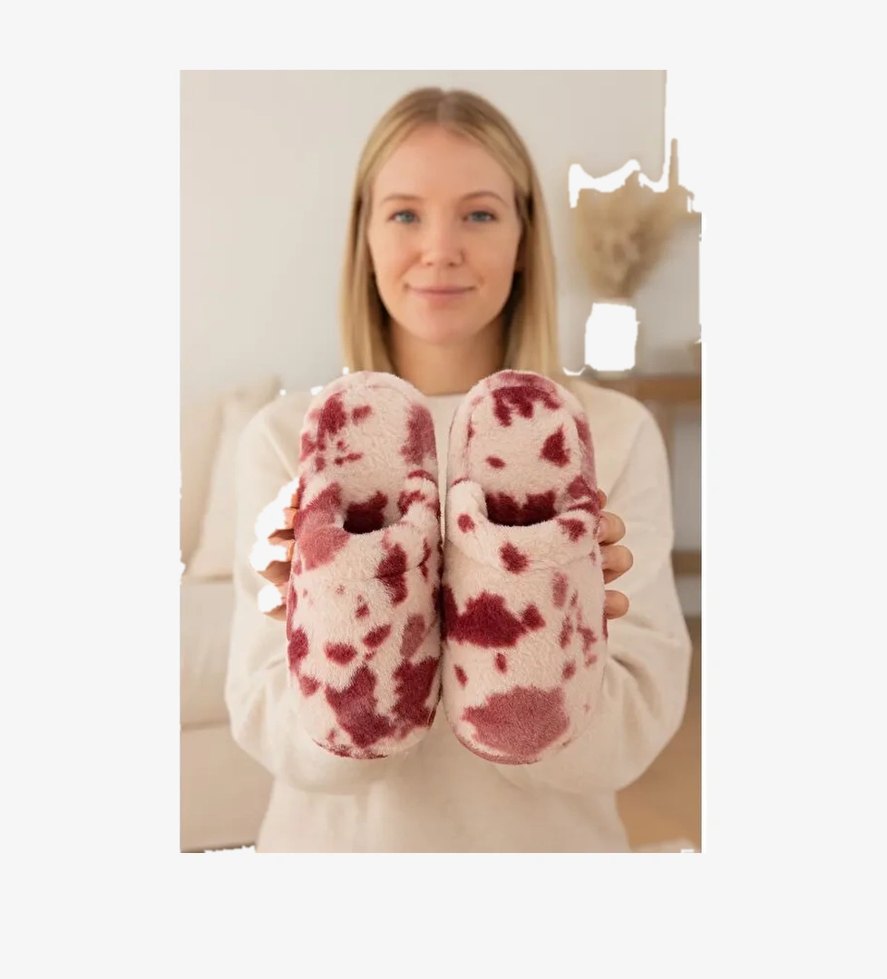 SOLARA Kadın Ev Terliği Kışlık Terlik Kauçuk Ses Yapmaz Taban - Görsel 1