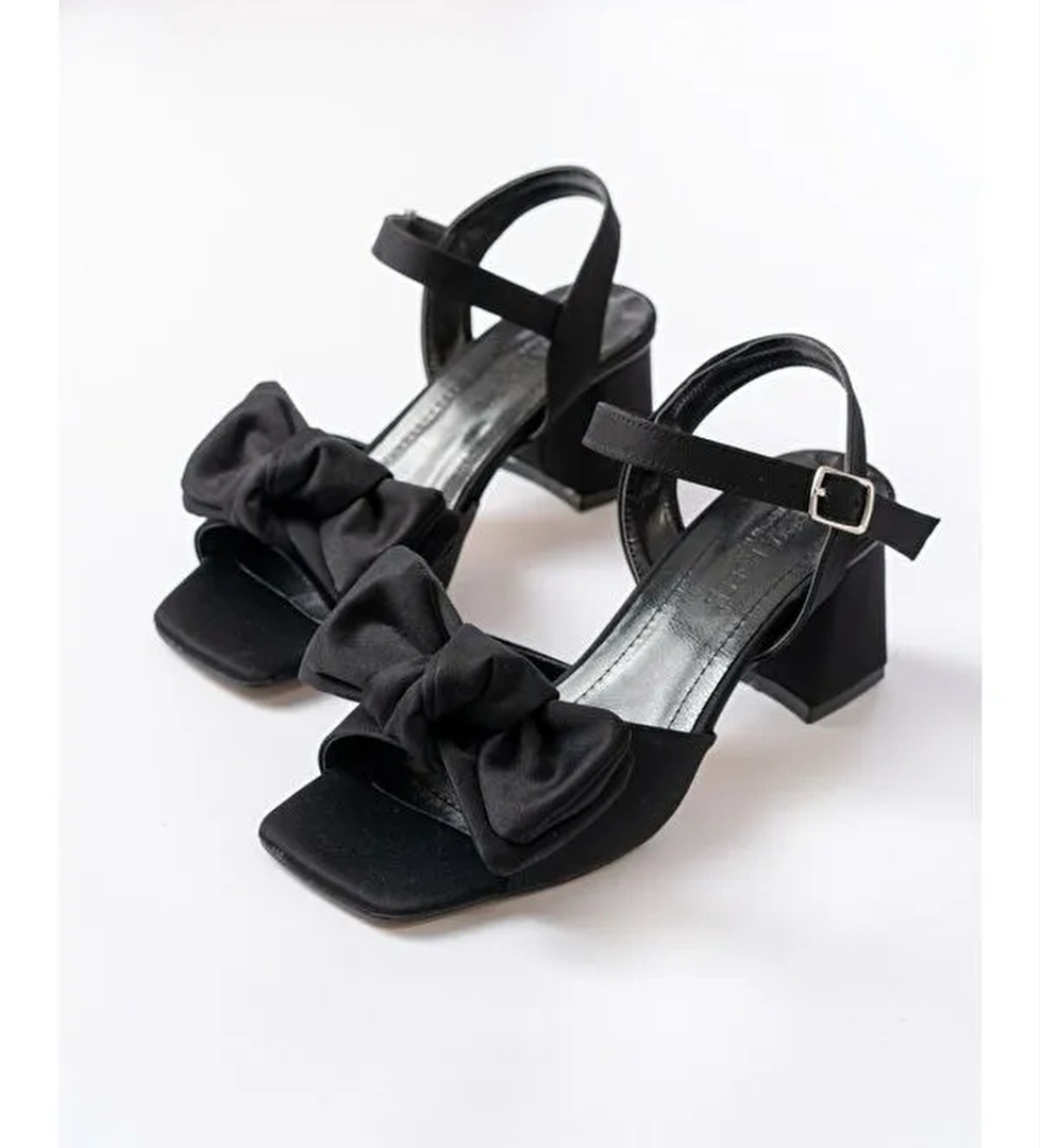 Kadın Silva Fiyonklu Siyah Sandalet - Görsel 1