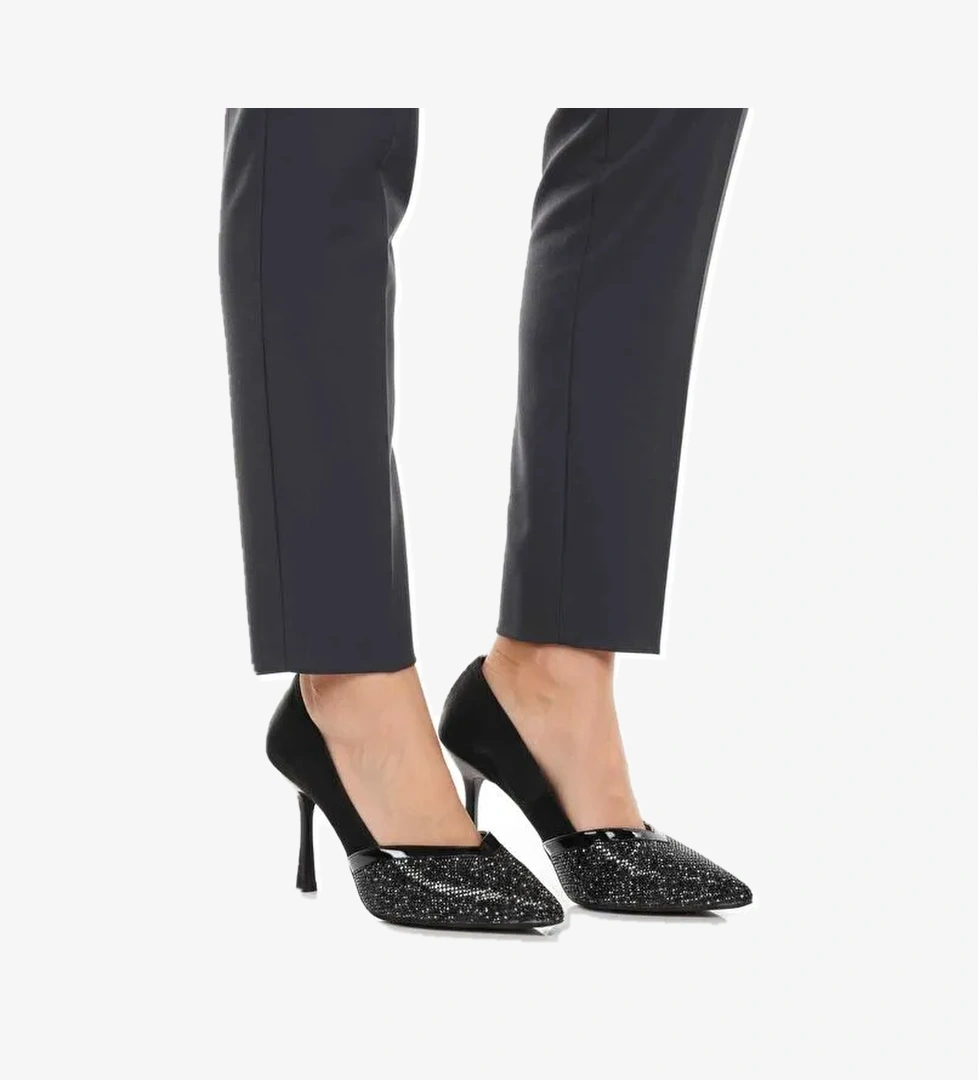 Ayakmod Siyah Ayakmod Saten İşlemeli Taş Kadın Abiye Ayakkabı 357192 Z