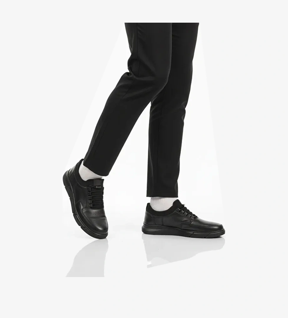 Ayakmod Siyah Ayakmod Nubuk Hakiki Deri Lastik Bağcıklı Erkek Casual Ayakkabı 137 M