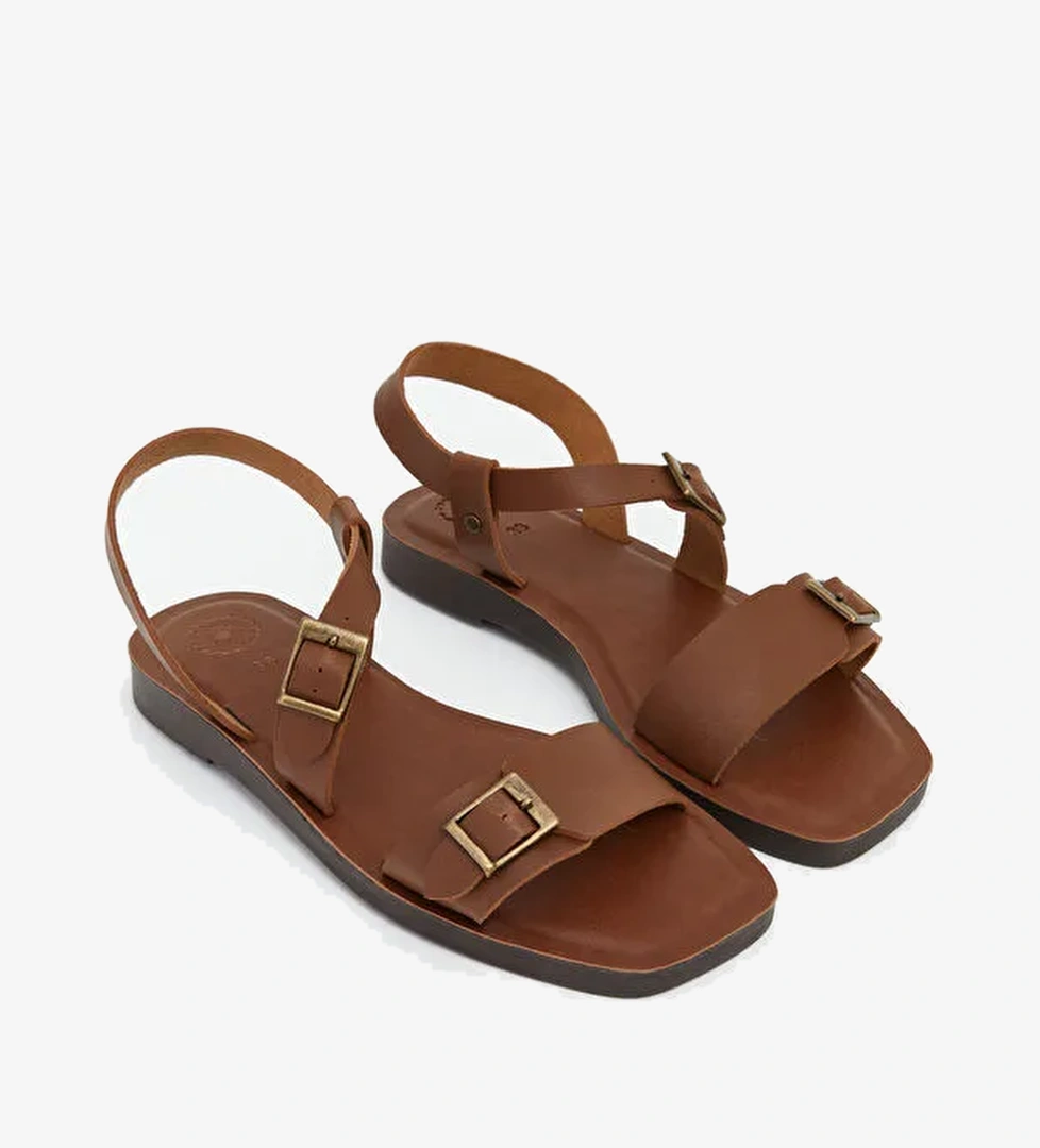 Lcw Steps Kahverengi Lcw Steps Deri Görünümlü Kadın Sandalet