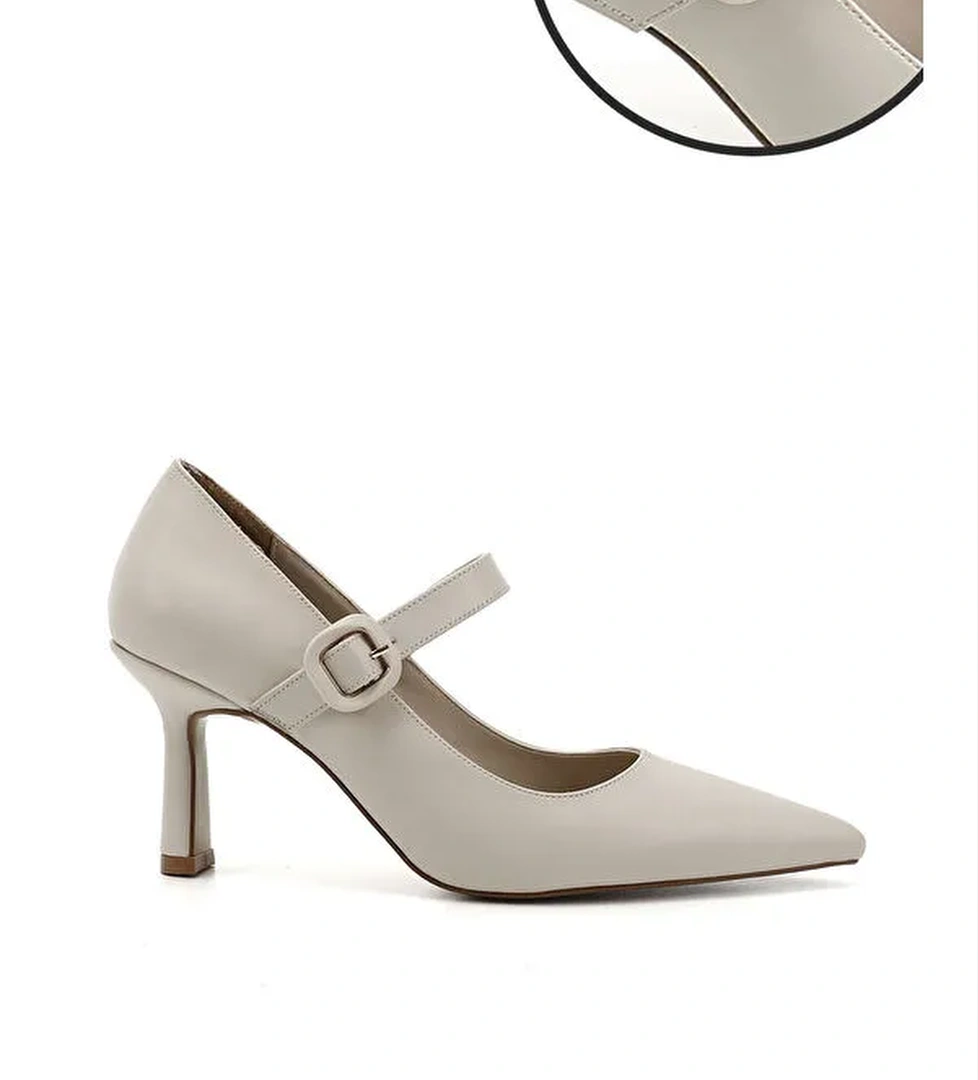 Gonderi(r) Bej Gonderi(r) Sivri Burun Kadın Kadeh Ökçe Ayakkabı