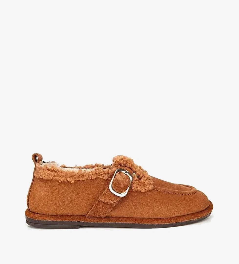 Yaya By Hotiç Kahverengi Yaya By Hotiç Yaya By Kadın Süet Deri İçi Kürklü Tokalı Günlük Loafer