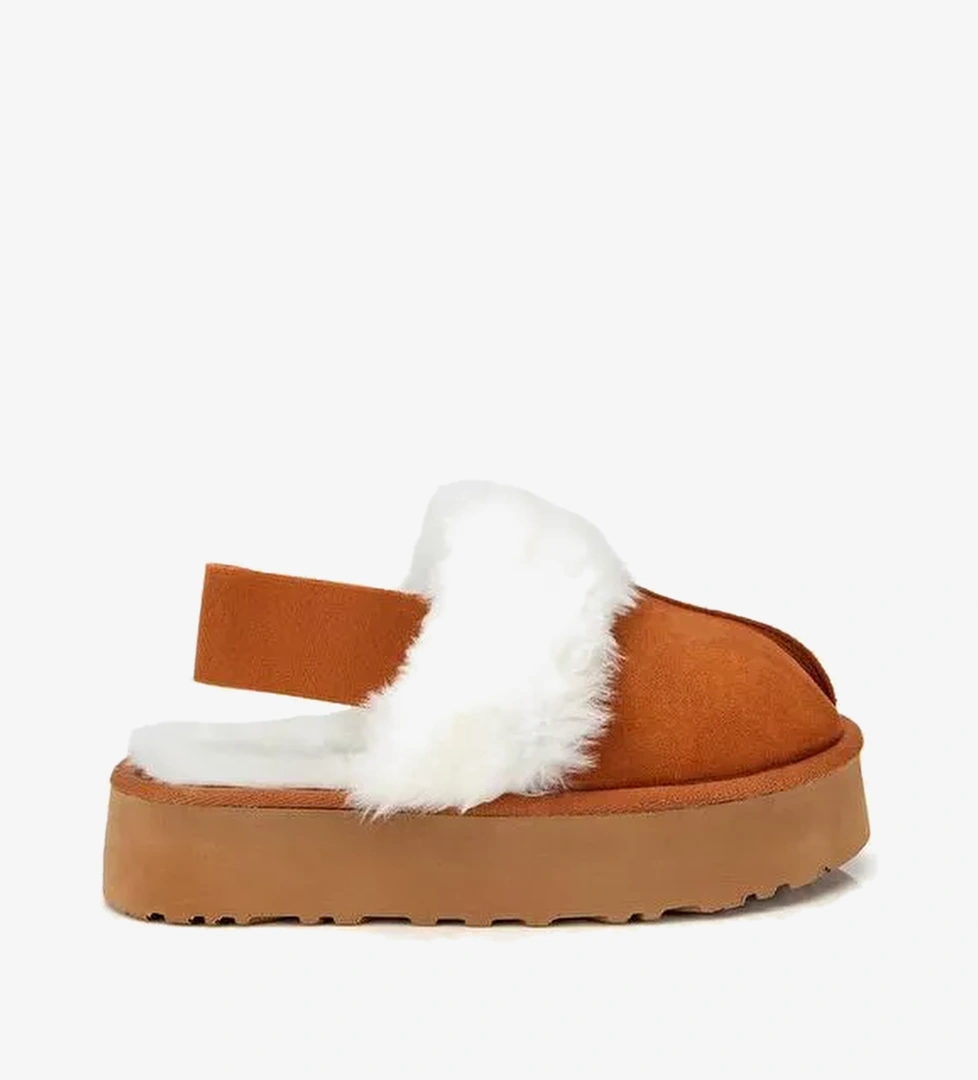 Yaya By Hotiç Kahverengi Yaya By Hotiç Yaya By Kadın Süet İçi Kürklü Yüksek Tabanlı Terlik