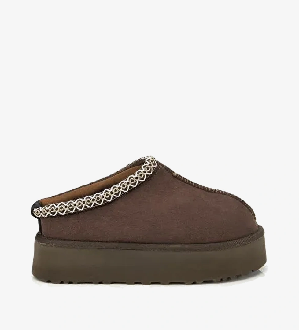 Yaya By Hotiç Kahverengi Yaya By Hotiç Yaya By Kadın Süet Dikiş Detaylı İçi Kürklü Yüksek Tabanlı Yarım Bot Terlik