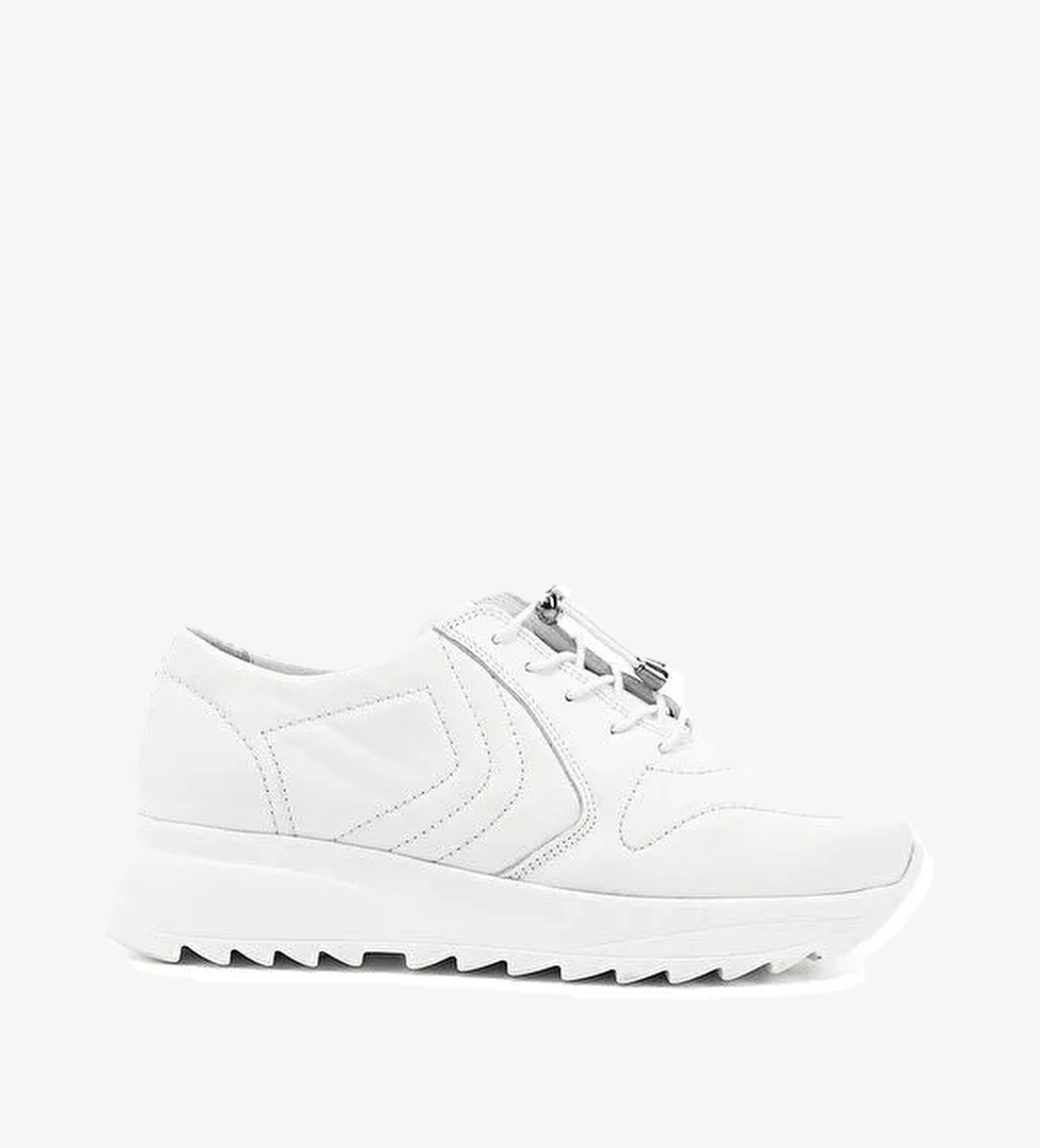 Gonderi(r) Beyaz Gonderi(r) Hakiki Deri Dolgu Taban Bağcıklı Kadın Sneaker