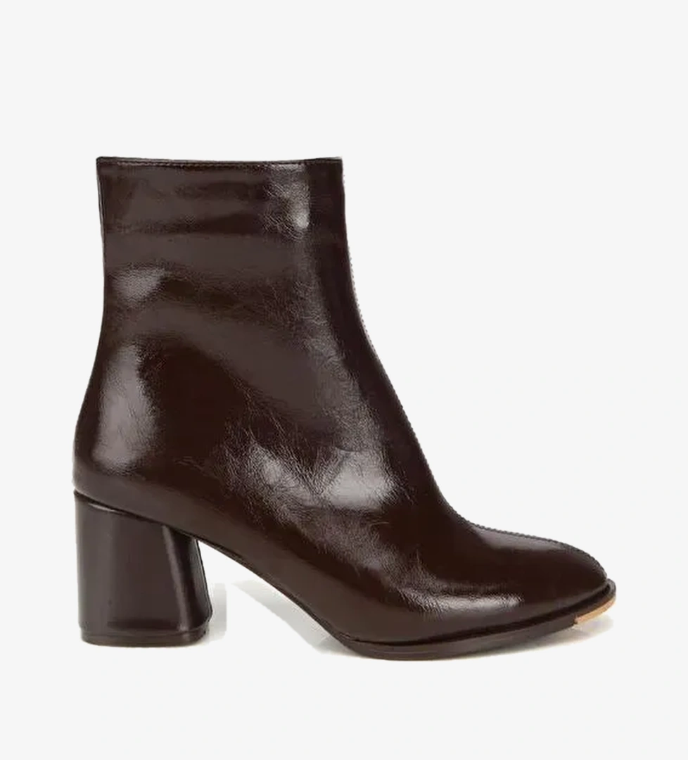 Yaya By Hotiç Kahverengi Yaya By Hotiç Yaya By Kadın Rugan Fermuarlı Kalın Topuklu Bot