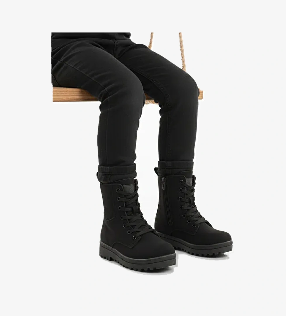 Ayakmod Siyah Ayakmod İçi Polarli Kaymaz Taban Kız Çocuk Bot 23002 F