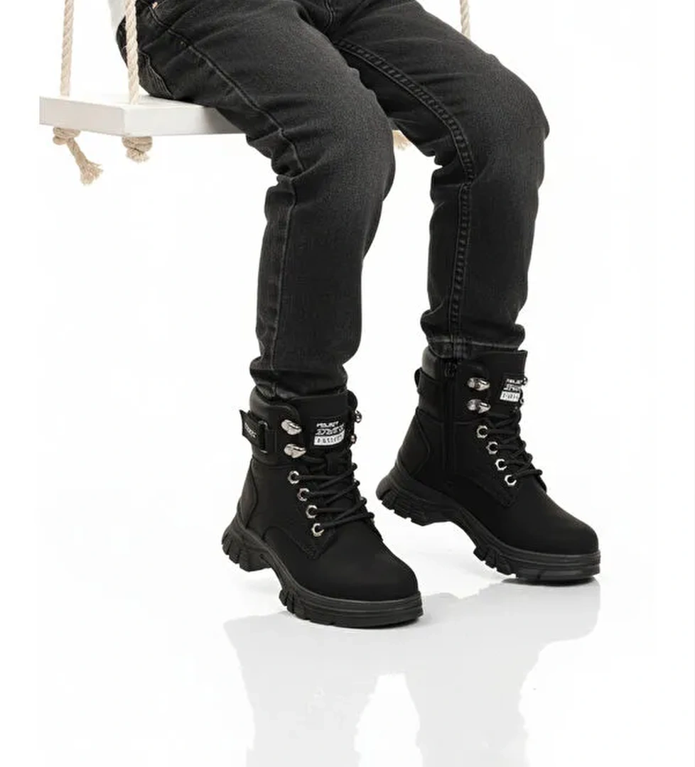 Ayakmod Bej Ayakmod İçi Polarli Kaymaz Taban Unisex Çocuk Bot 24035 F