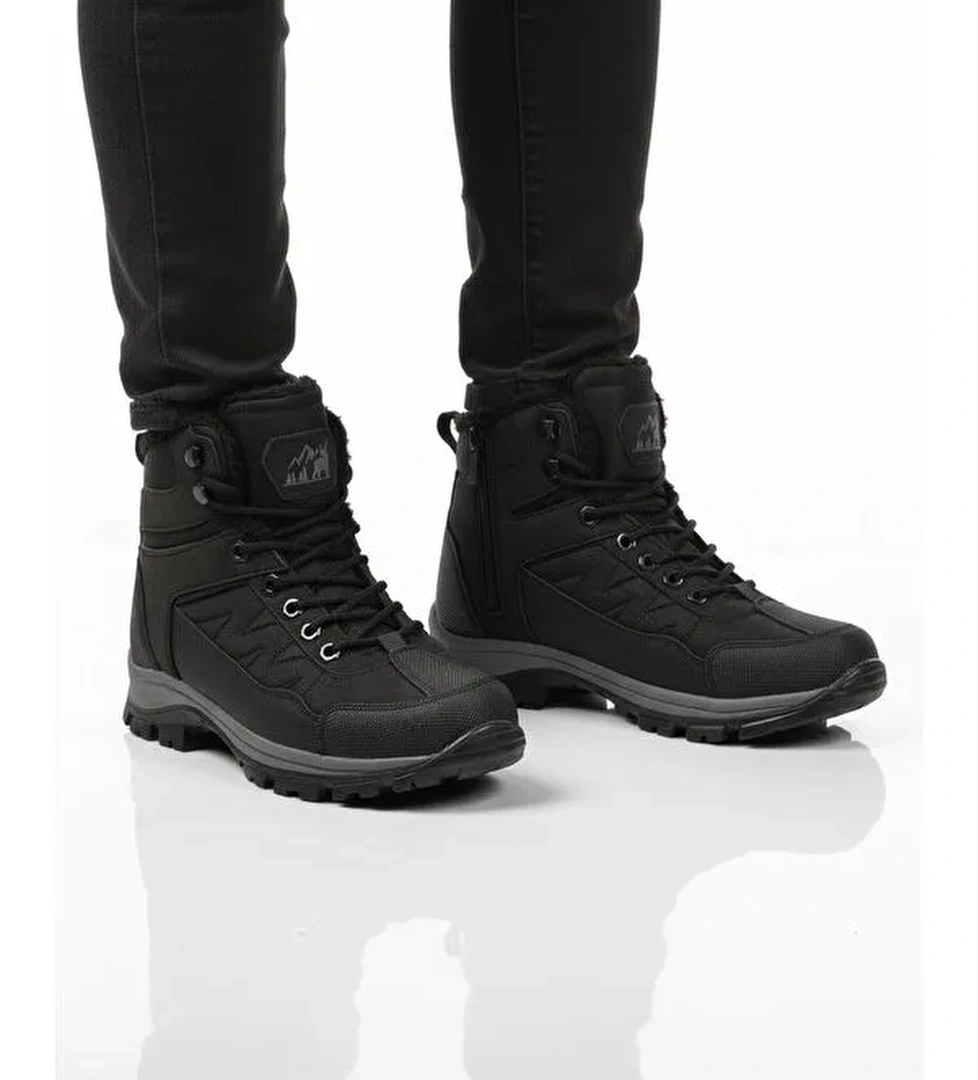 Ayakmod Siyah Ayakmod İçi Kürklü Soğuğa Dirençli Kaymaz Taban Unisex Outdoor Bot 980 G
