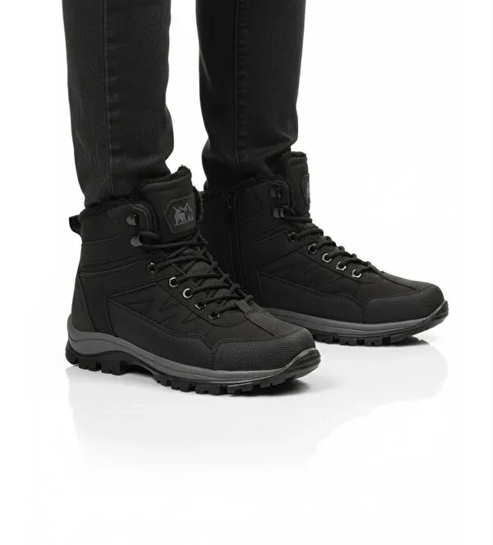 Ayakmod Siyah Ayakmod İçi Kürklü Soğuğa Dirençli Kaymaz Taban Unisex Outdoor Bot 980 G