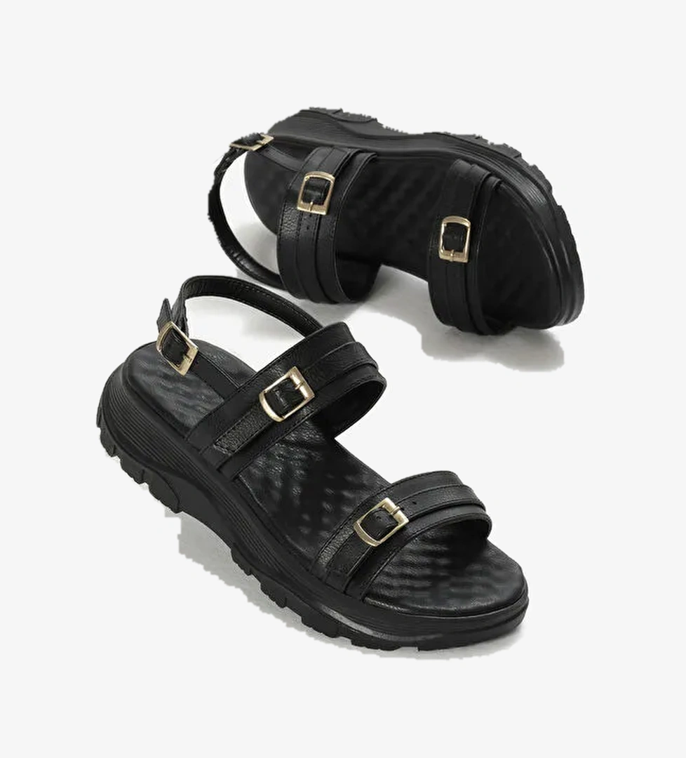 Tonny Black Bej Tonny Black Poli Taban Kadın Toka Detaylı Çift Bantlı Sandalet