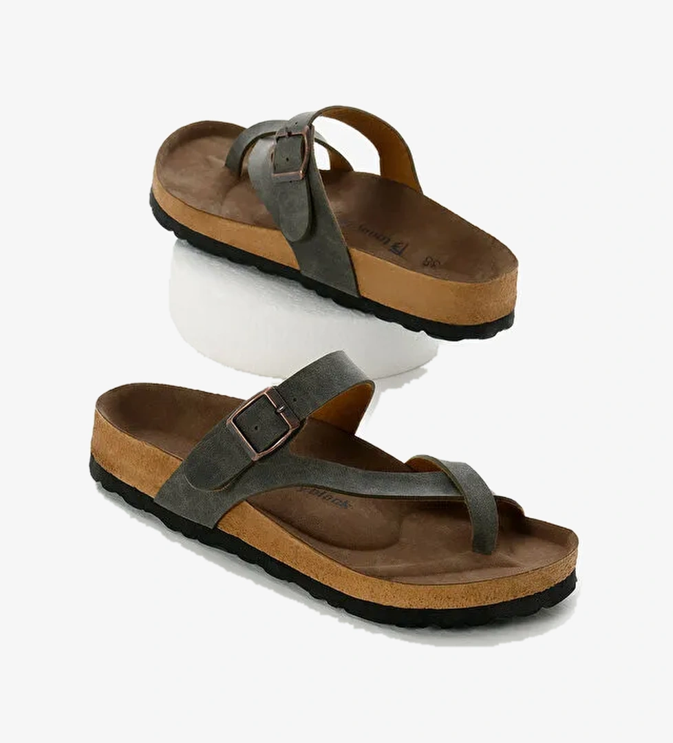 Tonny Black Siyah Tonny Black Rahat Kalip Kadın Poli Taban Çapraz Model Nubuk Parmak Arası Terlik