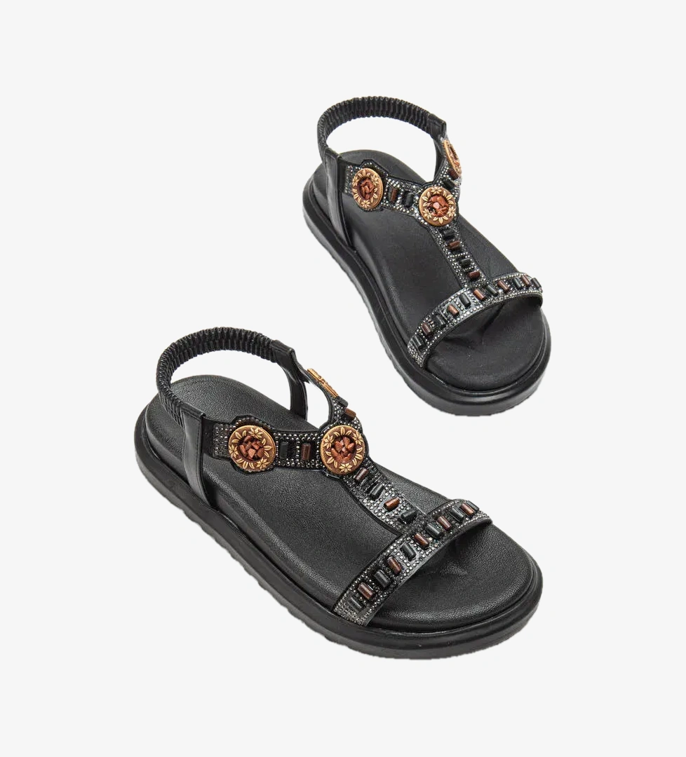 Tonny Black Tonny Black Kadin Siyah Arkasi Lastikli Tas Islemeli Sandalet LC Waikiki'de! Belirsiz - 1. görsel