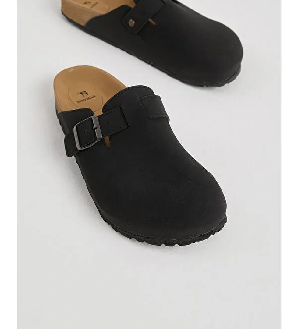 Tonny Black Siyah Tonny Black Kalin Poli Erkek Taban Tokalı Önü Kapalı Terlik