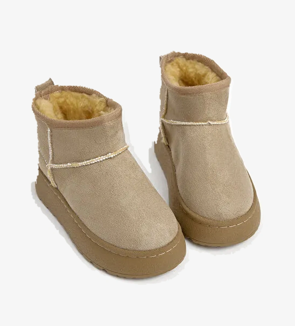 Tonny Black Gri Tonny Black Kalin Poli Çocuk Unisex Taban İçi Kürklü Süet Görünümlü Günlük Bot