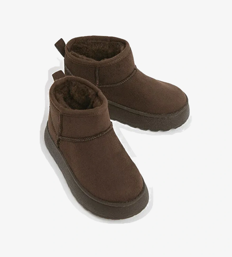 Tonny Black Gri Tonny Black Kalin Poli Çocuk Unisex Taban İçi Kürklü Süet Görünümlü Günlük Bot