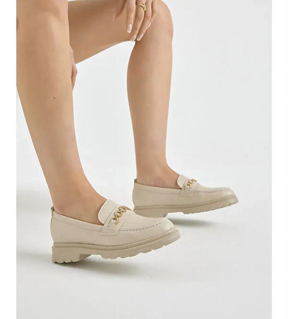 Tonny Black Siyah Tonny Black Kalin Poli Kadın Taban Zincir Aksesuarlı Günlük Loafer