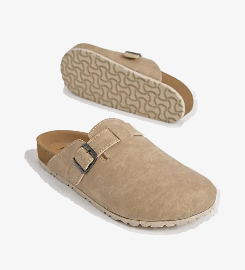 Tonny Black Bej Tonny Black Kalin Poli Erkek Taban Tokalı Önü Kapalı Terlik