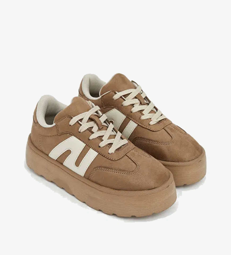 Lcw Steps Bej Lcw Steps Süet Görünümlü Kalın Tabanlı Kadın Spor Ayakkabı