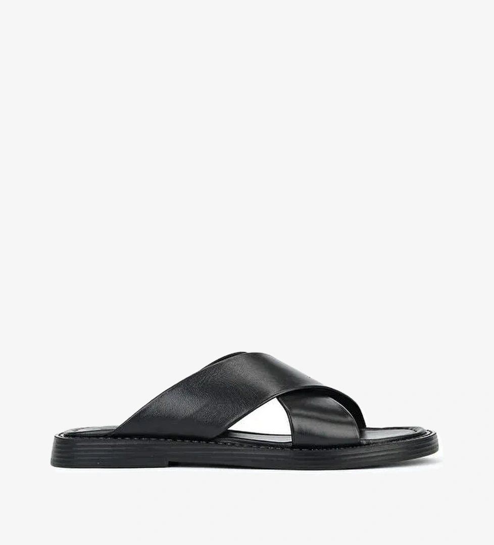 Ziya Ayakkabi Lacivert Ziya Ayakkabi Hakiki Erkek Deri Terlik 1611045ZM153