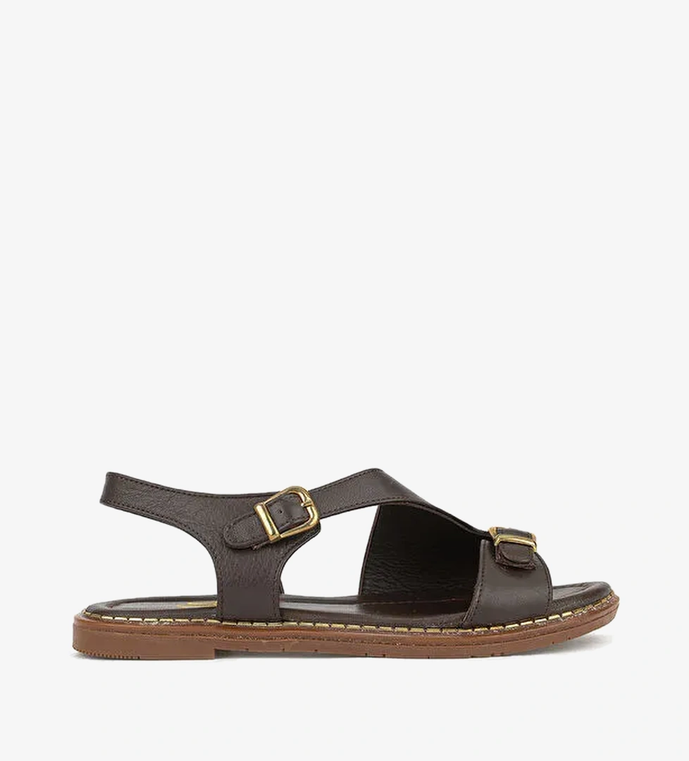 Ziya Ayakkabi Kahverengi Ziya Ayakkabi Hakiki Kadın Deri Sandalet 1611020Z5407