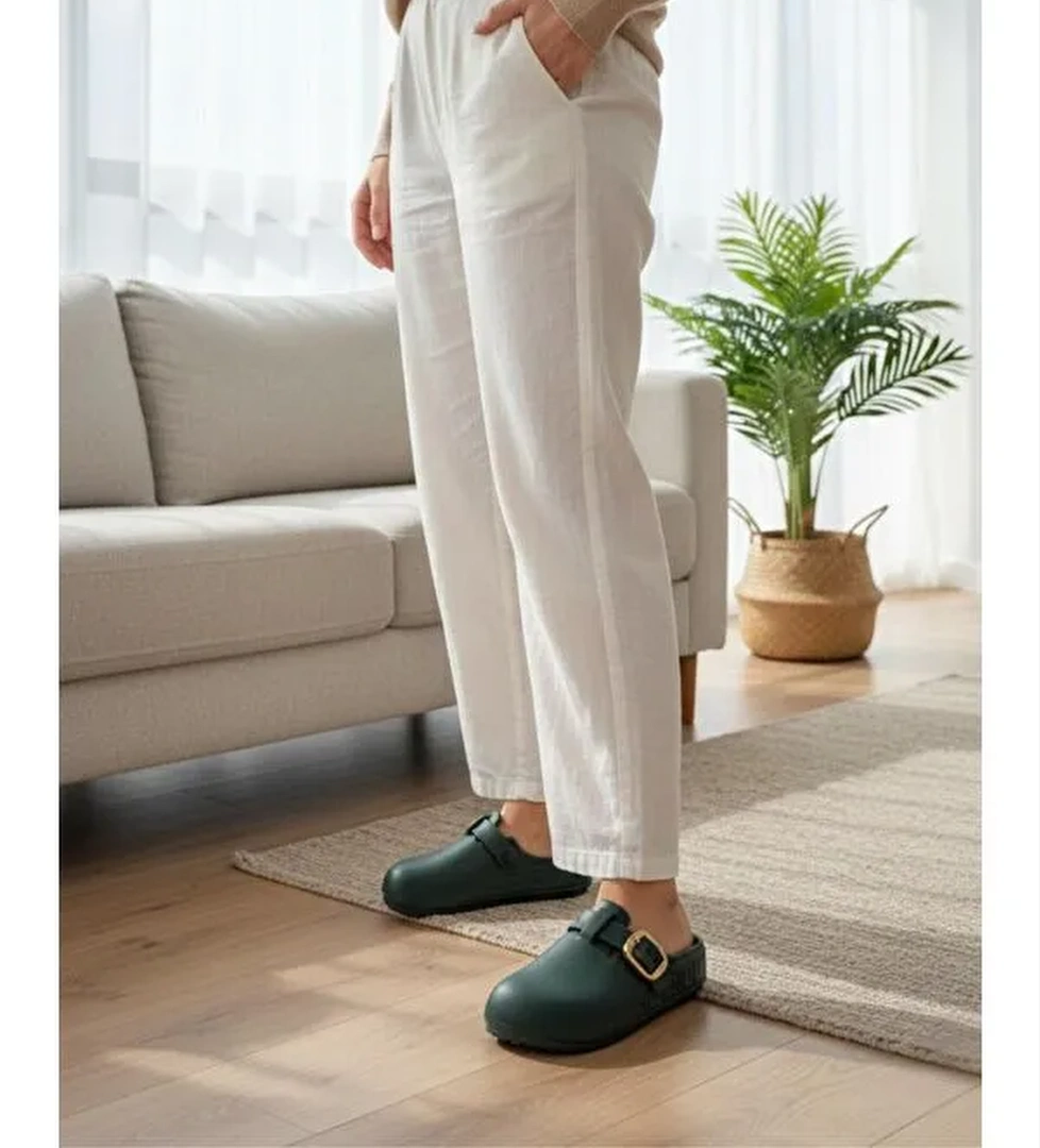 Lovi Kadin Gold Tokali Geometrik Desenli Comfort Clog Kadin Terlik Luks Tasarim