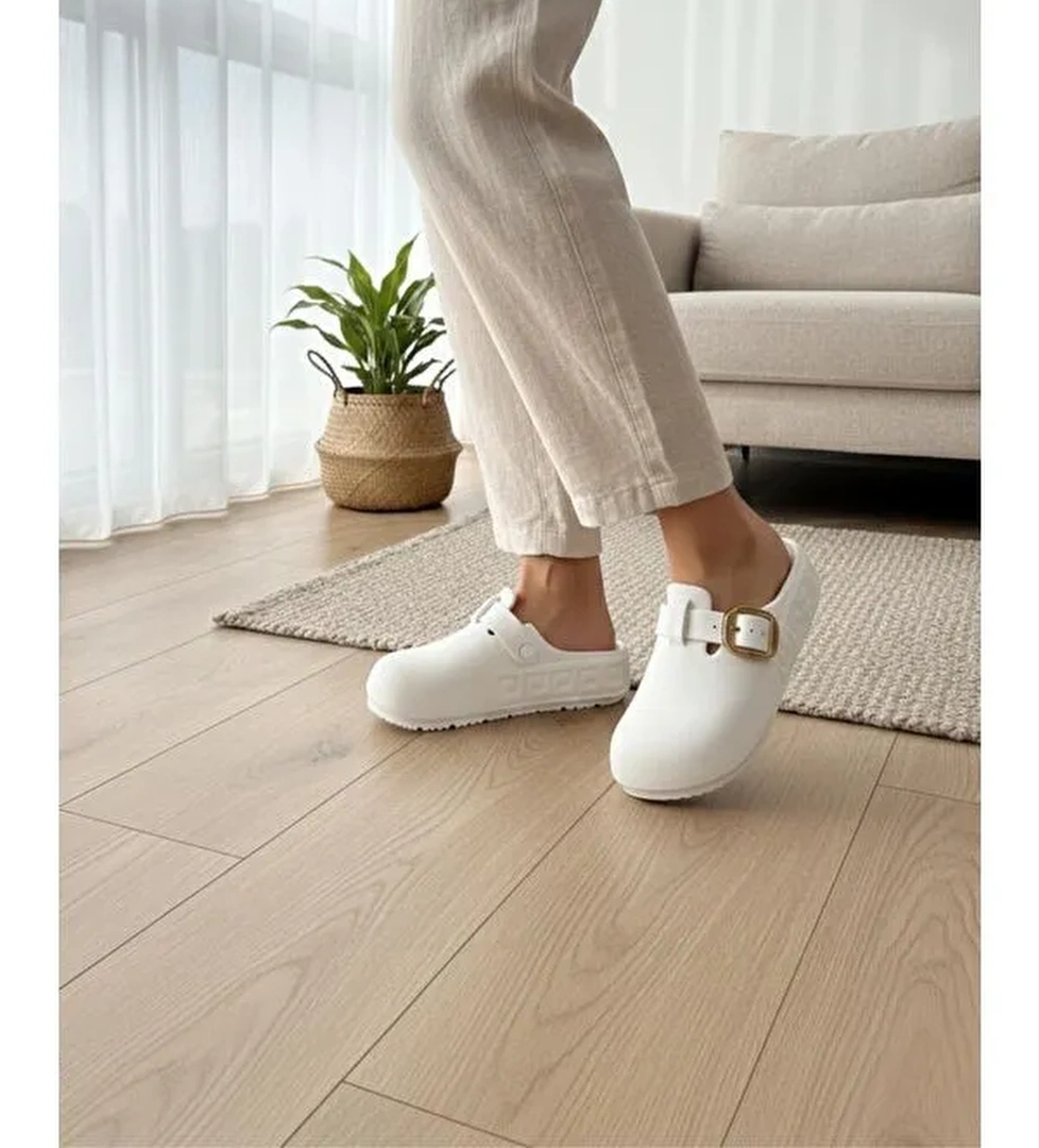 Lovi Kadin Gold Tokali Geometrik Desenli Comfort Clog Kadin Terlik Luks Tasarim