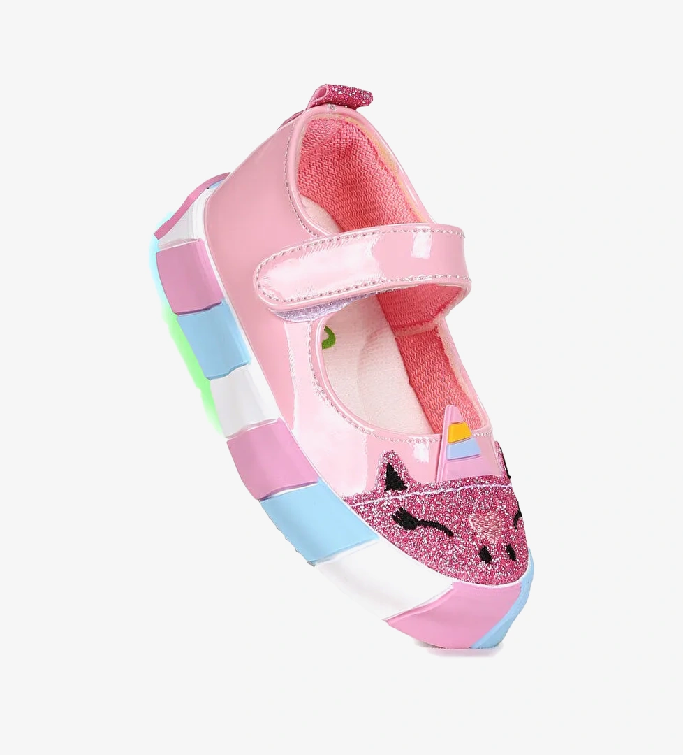 Kiko Kids Beyaz Kiko Kids Gilan Cirtli Işıklı Kız Bebek Babet Ayakkabı