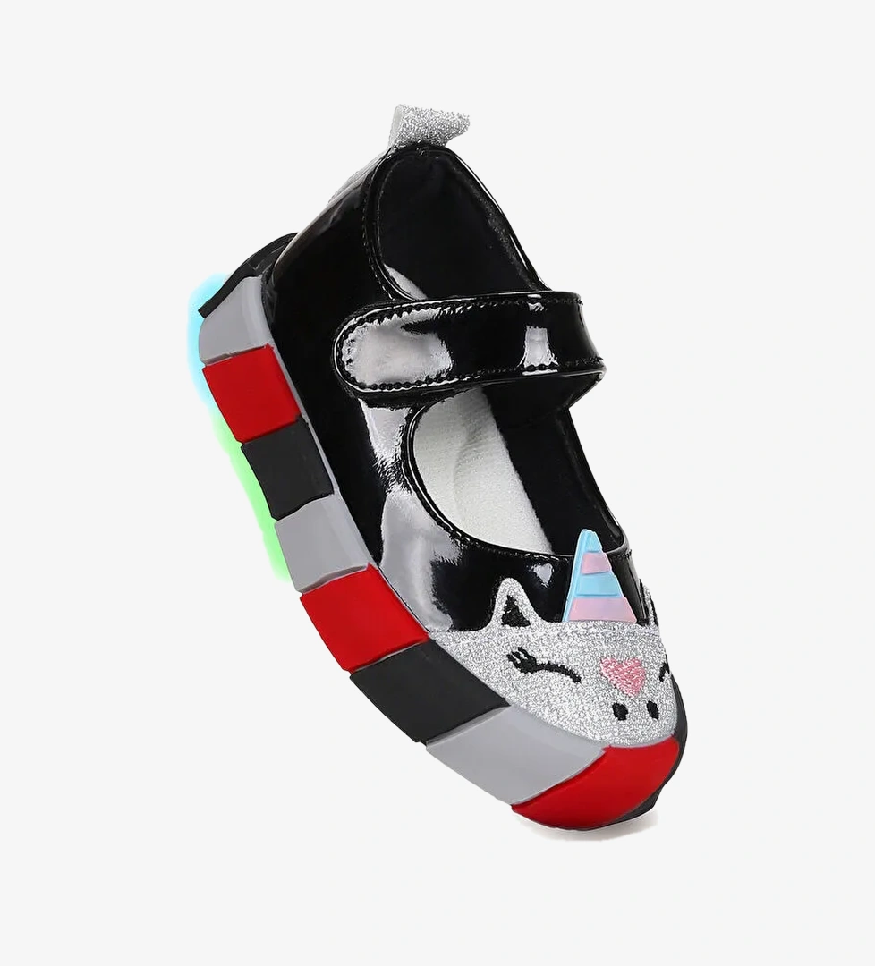 Kiko Kids Beyaz Kiko Kids Gilan Cirtli Işıklı Kız Bebek Babet Ayakkabı