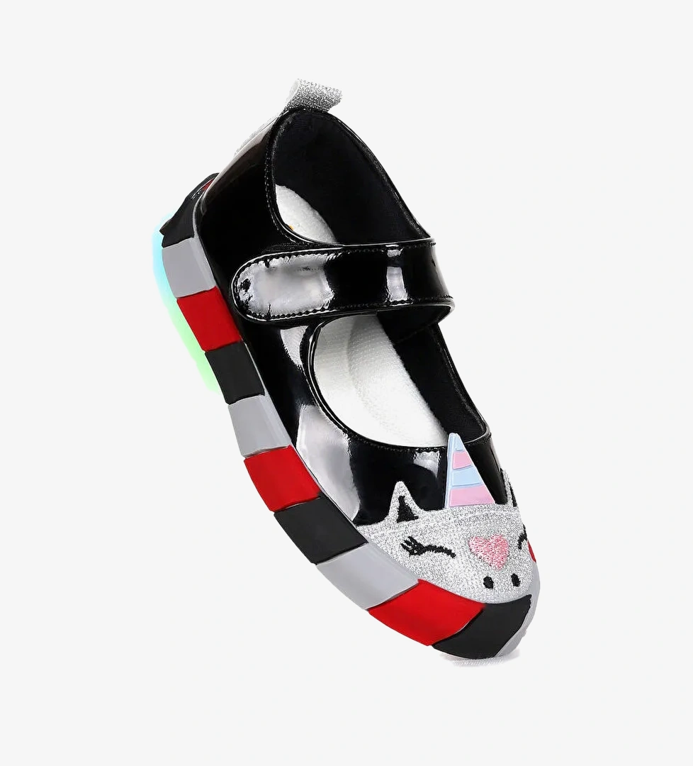 Kiko Kids Beyaz Kiko Kids Gilan Cirtli Işıklı Kız Çocuk Babet Ayakkabı