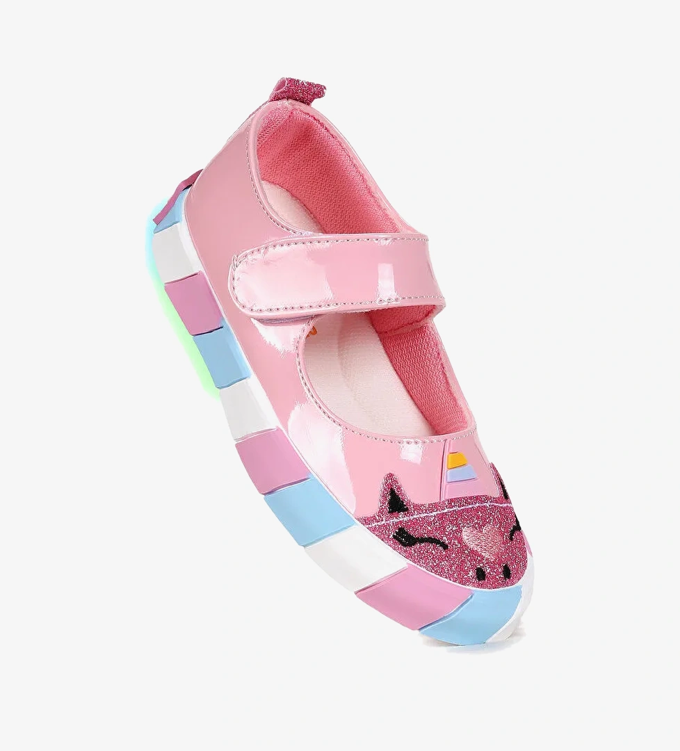 Kiko Kids Beyaz Kiko Kids Gilan Cirtli Işıklı Kız Çocuk Babet Ayakkabı