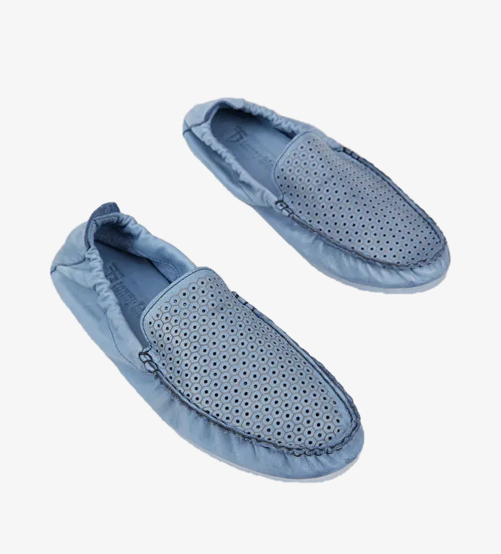 Erkek Mavi Arkasi Lastikli Hakiki Deri Loafer