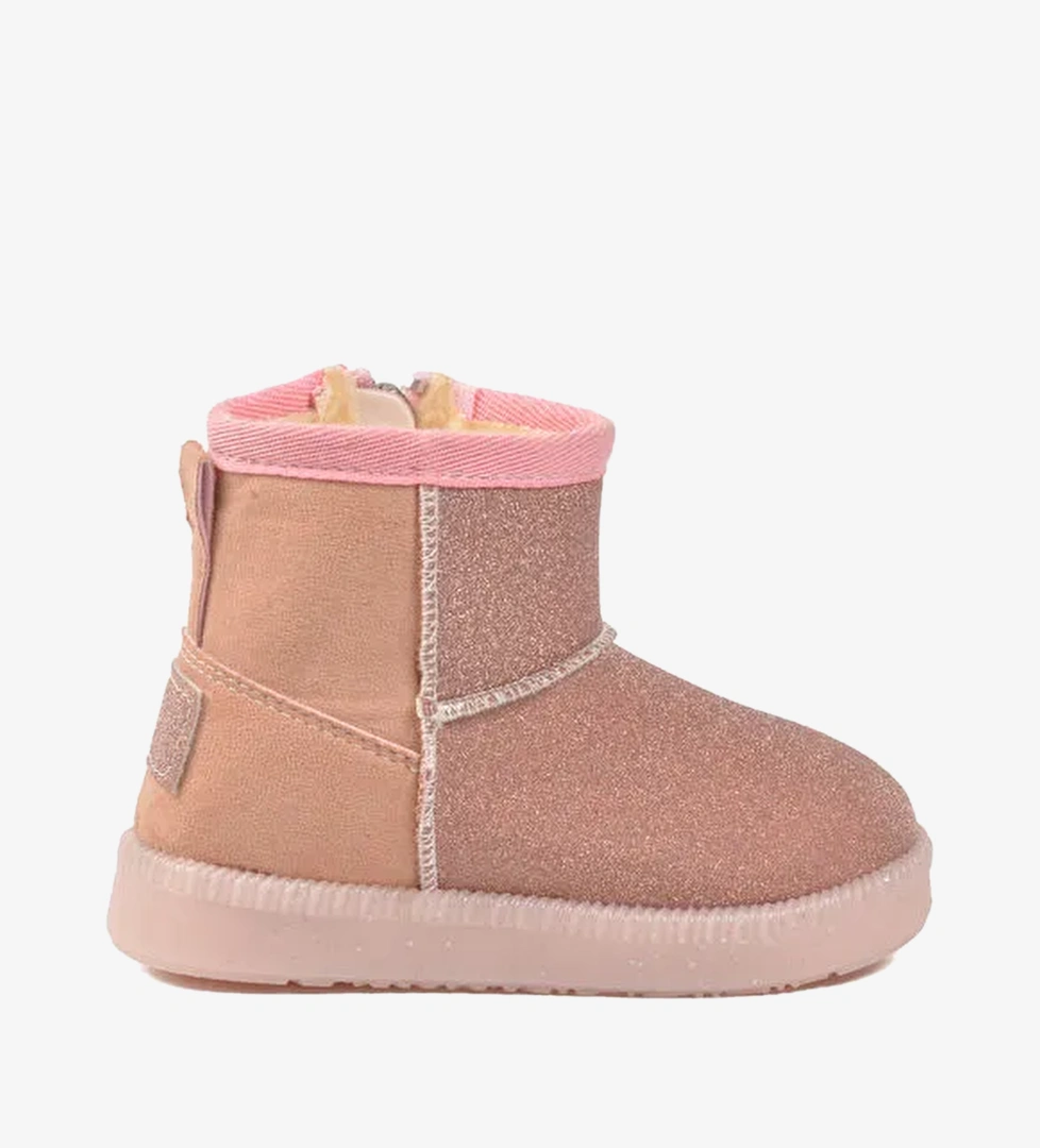 Pembe Simli Ici Kurklu Fermuarli Bebek Bot 1212 B