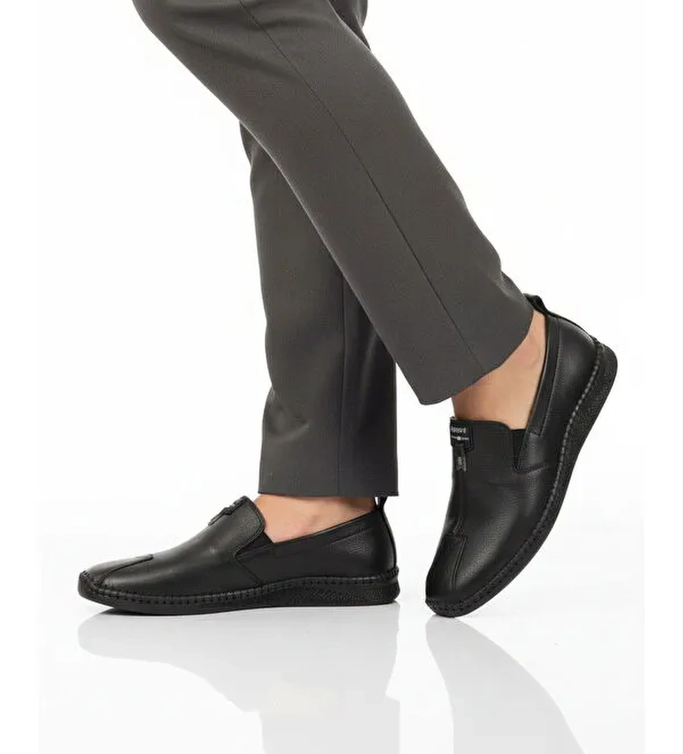 Ayakmod Siyah Ayakmod Nubuk Hakiki Deri Ortopedik Erkek Casual Ayakkabı 308 M