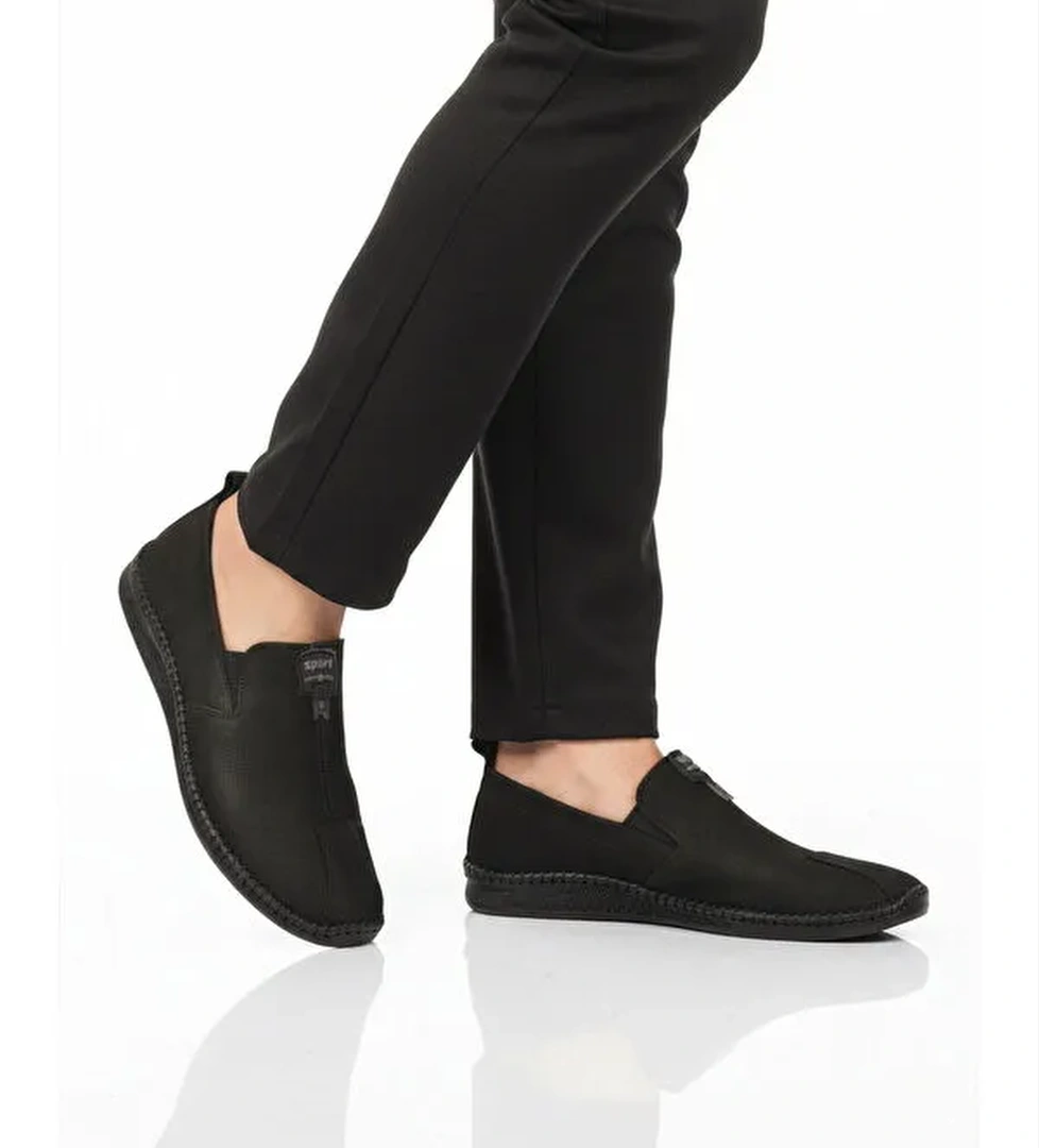 Ayakmod Siyah Ayakmod Nubuk Hakiki Deri Ortopedik Erkek Casual Ayakkabı 308 M