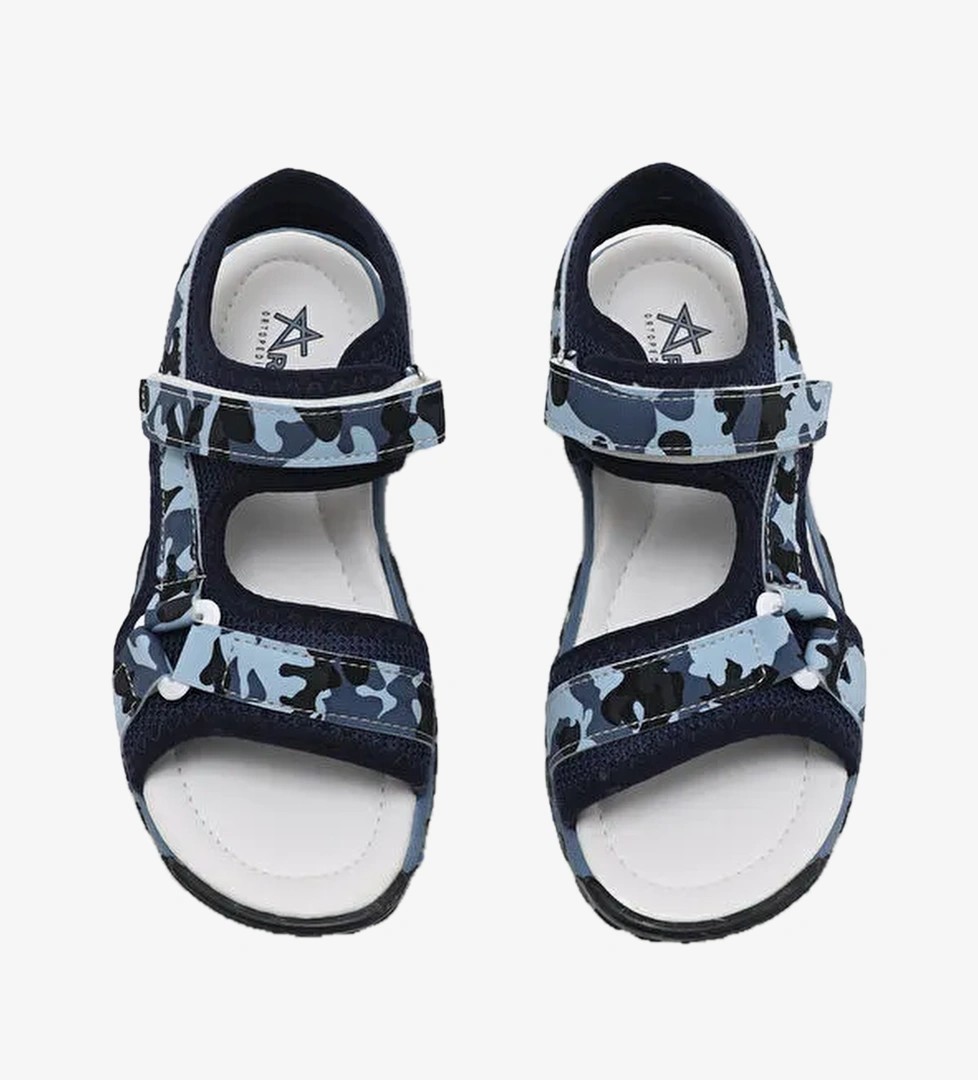Cocuk Unisex Lacivert Kamuflaj Cocuk Cirtli Sandalet