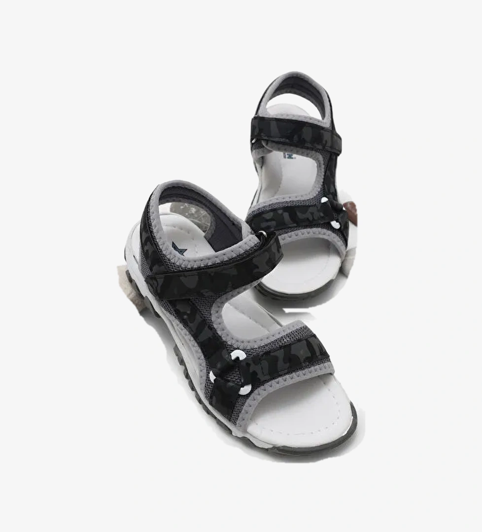 Cocuk Unisex Siyah Kamuflaj Cocuk Cirtli Sandalet