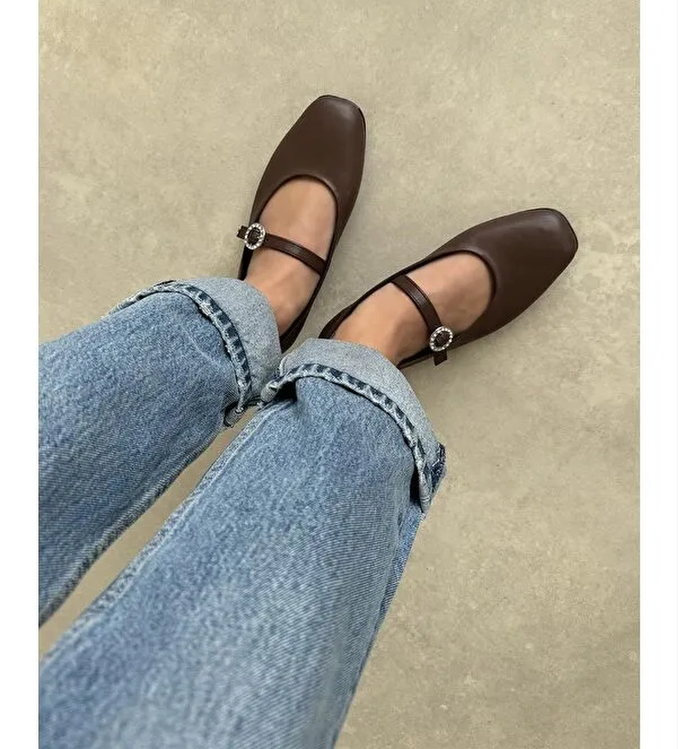 Straswans Beyaz Straswans Berny Kemer Kadın Detay Deri Babet