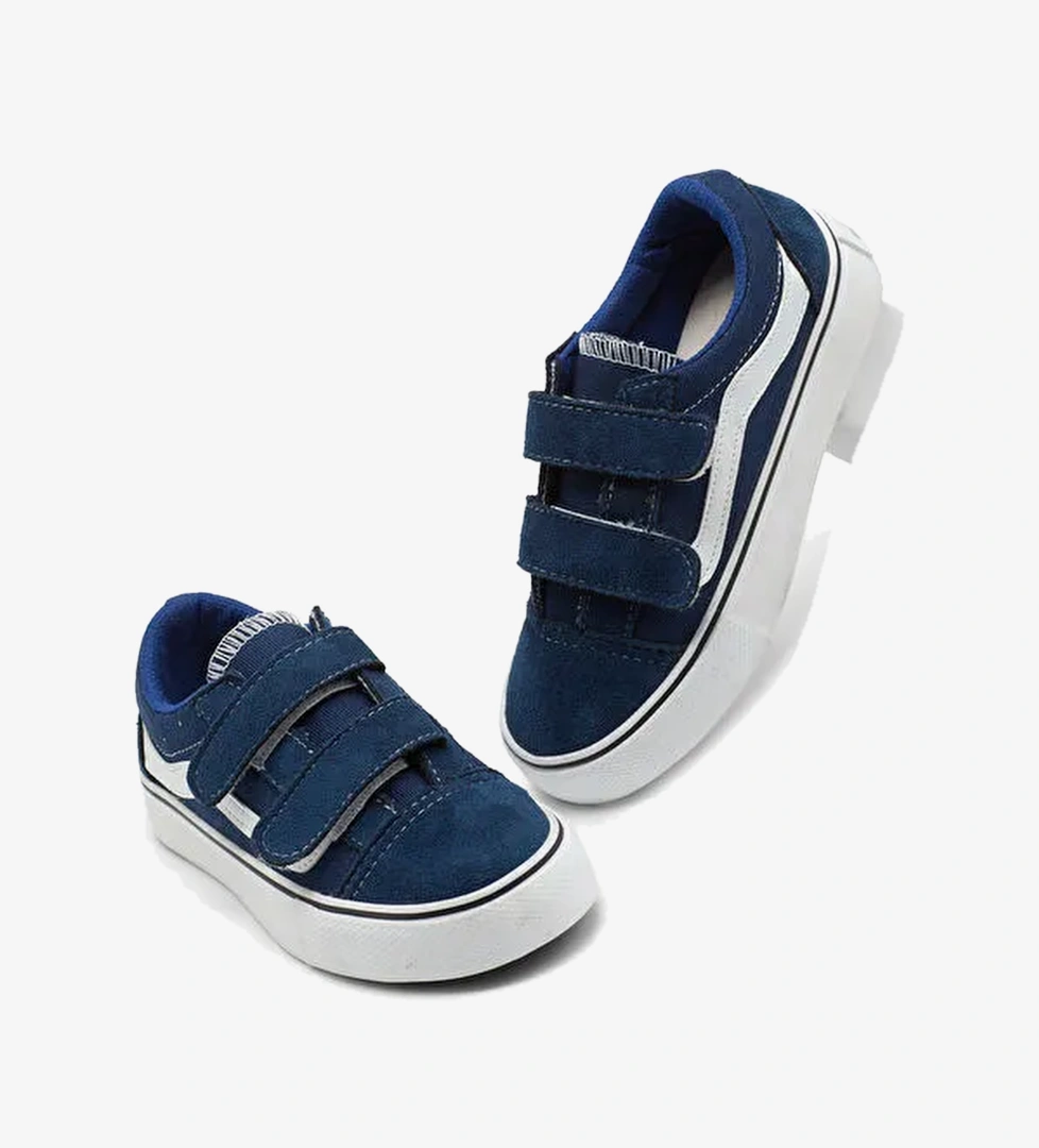 Cocuk Unisex Lacivert Kaucuk Taban Rahat Kalip Cift Cirtli Ayakkabi