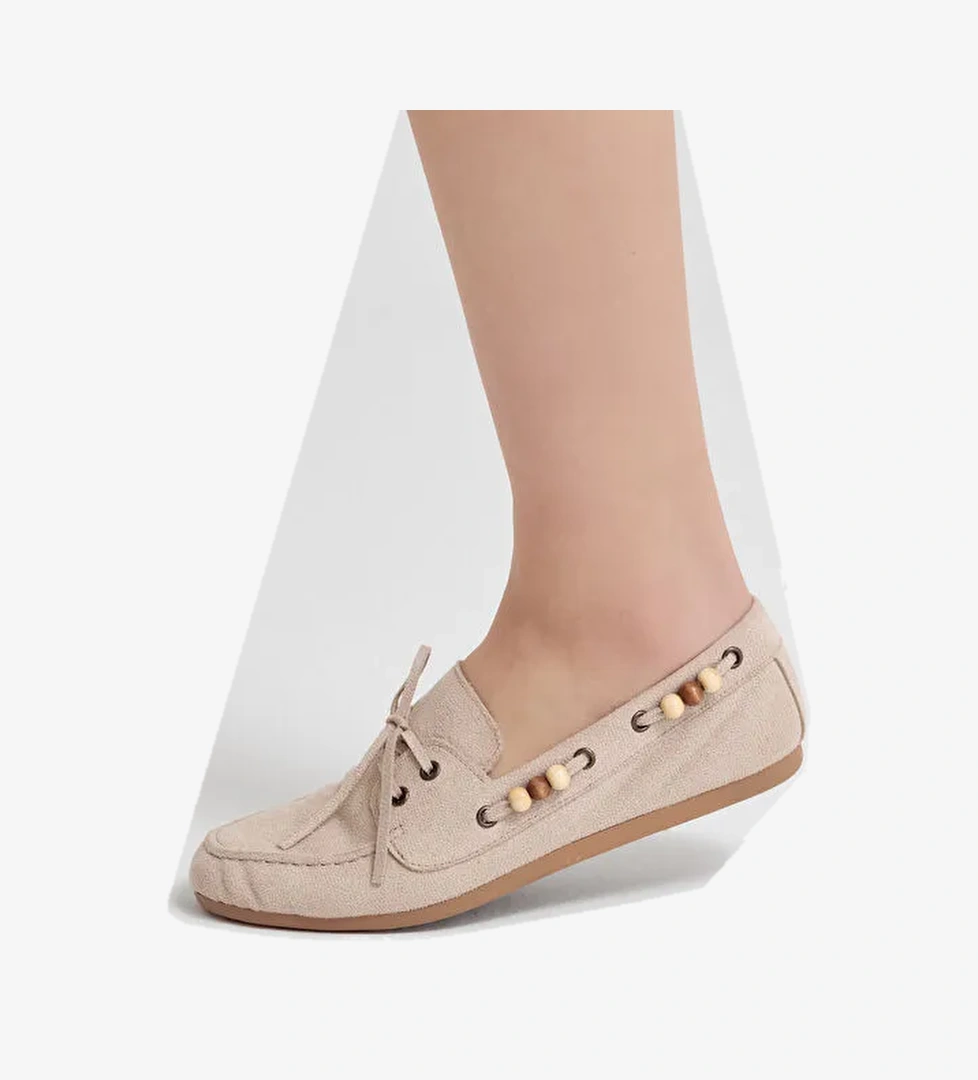 Tonny Black Kahverengi Tonny Black Rahat Kalip Kadın Boncuk Detaylı Günlük Babet