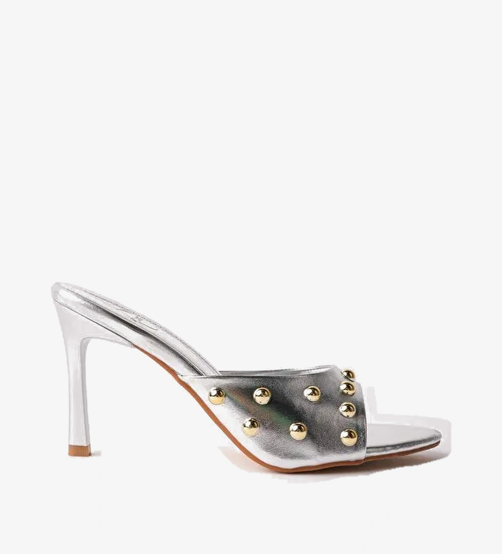 HELENA Kadin Zimbali Sivri Burun Metal Detayli Stiletto Topuklu Terlik