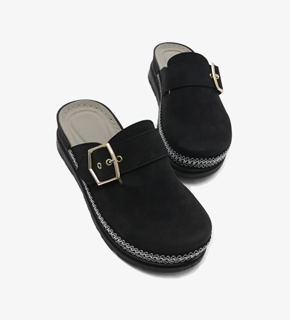 Tonny Black Siyah Tonny Black Poli Taban Kadın Rahat Kalıp Tokalı Terlik