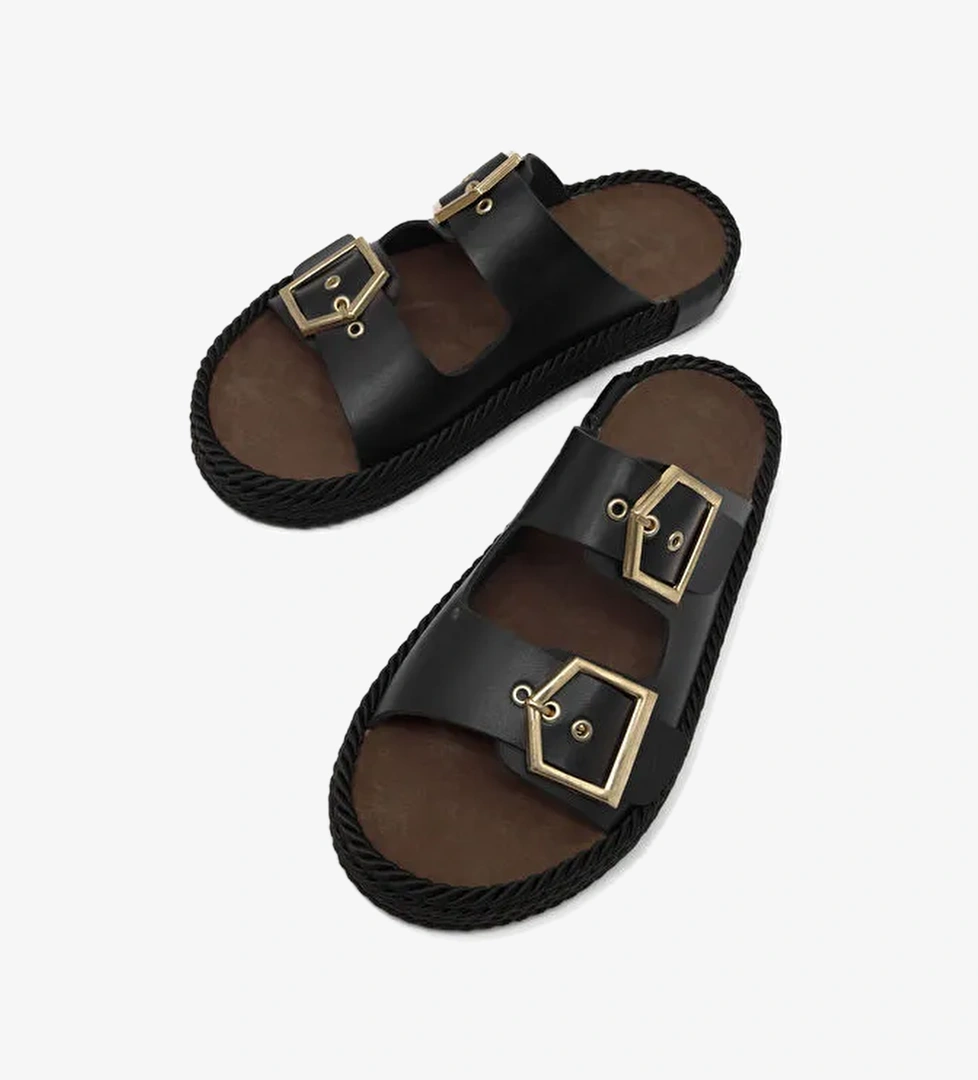 Tonny Black Siyah Tonny Black Rahat Kalip Kadın Hazır Taban Tokalı Terlik