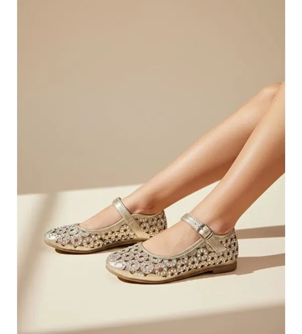 Gorkem Bebe Ayakkabi Gri Gorkem Bebe Ayakkabi Taşlı KIZ ÇOCUK BABET