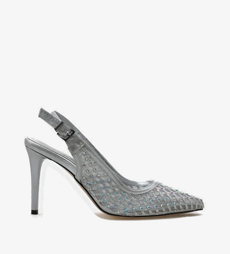 Capone Outfitters Gri Capone Outfitters Hilary Taşlı Fileli Stiletto