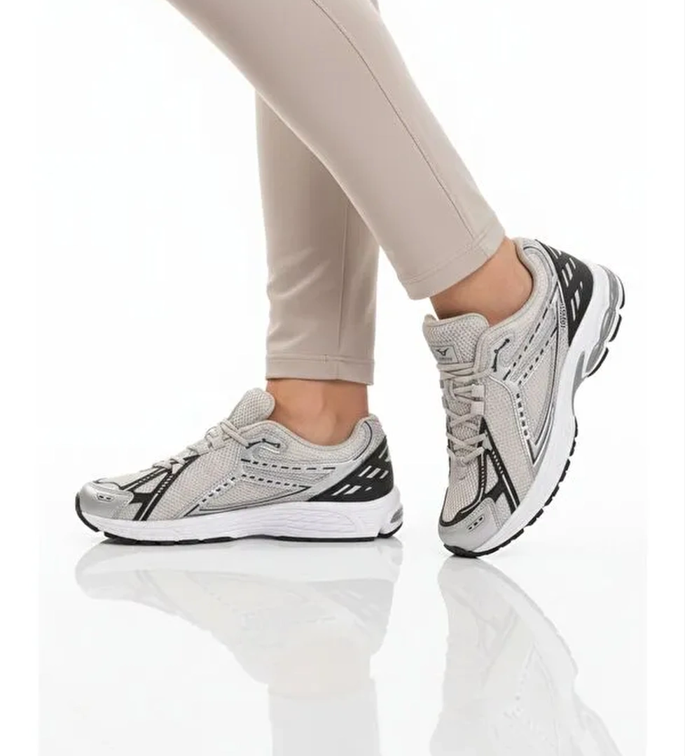 Buz Gri Fileli Hafif Esnek Hafizali Taban Unisex Spor Ayakkabi Ruth G