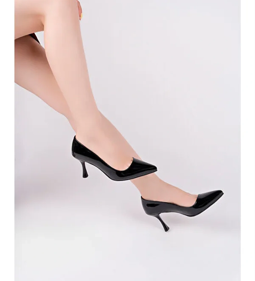 Pasyone Siyah Pasyone Rugan Kadın Topuklu Stiletto Günlük Ayakkabı