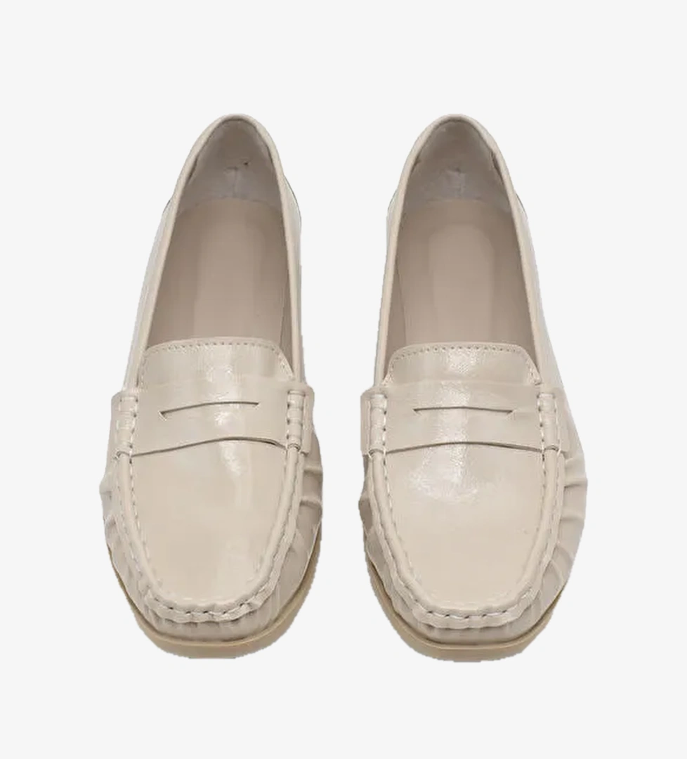 Kadin Bej Termo Kaymaz Taban Loafer Oxford Kadin Ayakkabi